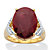 Oval-Cut Genuine Ruby and White Topaz Two-Tone Cocktail Ring 10.21 TCW Gold-Plated Sterling Silver-11 at PalmBeach Jewelry