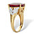 Oval-Cut Genuine Ruby and White Topaz Two-Tone Cocktail Ring 10.21 TCW Gold-Plated Sterling Silver-12 at PalmBeach Jewelry