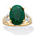 Oval-Cut Green Emerald and White Topaz Two-Tone Split-Shank Cocktail Ring 8.46 TCW Gold-Plated Sterling Silver-11 at PalmBeach Jewelry