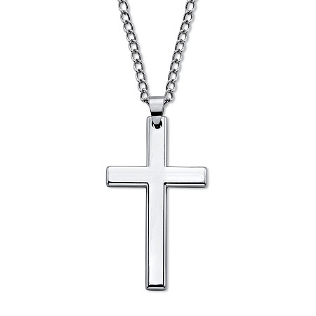 Men's Cross Pendant with 24" Chain in Stainless Steel at PalmBeach Jewelry