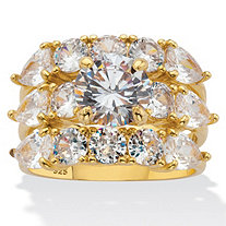 3.63 TCW Marquise-Cut and Round Cubic Zirconia Ring in 14k Gold over