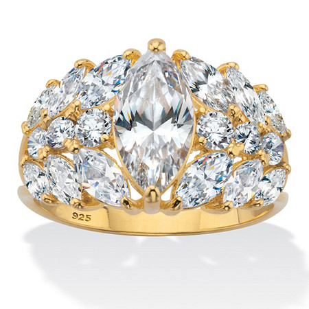 Marquise Cut Cubic Zirconia Engagement Ring 4.44 TCW 14K Gold Plated Sterling Silver at PalmBeach Jewelry