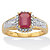 Emerald-Cut Ruby and White Topaz Two-Tone Double-Row Halo Cocktail Ring 3.15 TCW Gold-Plated Sterling Silver-11 at PalmBeach Jewelry