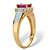 Emerald-Cut Ruby and White Topaz Two-Tone Double-Row Halo Cocktail Ring 3.15 TCW Gold-Plated Sterling Silver-12 at PalmBeach Jewelry