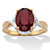 Oval-Cut Genuine Red Ruby Two Tone Halo Ring 3.15 T.W. 14k Gold-Plated Sterling Silver-11 at PalmBeach Jewelry