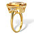 Genuine Emerald-Cut Citrine and White Topaz Cocktail Ring 15.92 TCW 18k Gold-Plated Sterling Silver-12 at PalmBeach Jewelry
