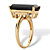 Emerald-Cut Genuine Black Onyx and White Topaz Cocktail Ring .14 TCW 18k Gold-Plated Sterling Silver-12 at PalmBeach Jewelry