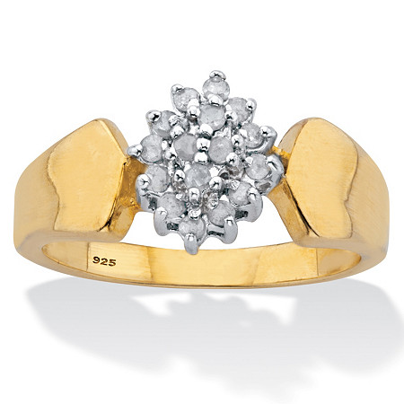 Marquise Style Round Diamond Engagement Ring 1/5 TCW 18K Gold Plated Sterling Silver at Direct Charge presents PalmBeach