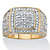 Men's Round Cut Diamond Grid Ring .10 TCW  Two-Tone Gold-Plated Sterling Silver-11 at PalmBeach Jewelry