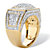 Men's Round Cut Diamond Grid Ring .10 TCW  Two-Tone Gold-Plated Sterling Silver-12 at PalmBeach Jewelry