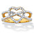 Round Cut Diamond Heart Crossover Two Tone Ring .10 TCW 18k Gold-Plated Sterling Silver-11 at PalmBeach Jewelry