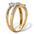 Round Cut Diamond Heart Crossover Two Tone Ring .10 TCW 18k Gold-Plated Sterling Silver-12 at PalmBeach Jewelry