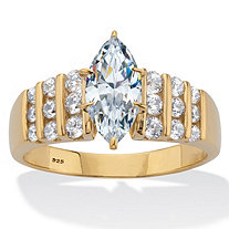 Marquise Cut Cubic Zirconia Engagement Ring 2.85 TCW 14K Gold Plated Sterling Silver