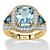 Cushion Cut Genuine Blue Topaz & White CZ Halo Ring 4.64 TCW 18K Gold Plated Sterling Silver-11 at PalmBeach Jewelry