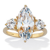 Marquise Cut Cubic Zirconia Engagement Ring 4.86 TCW 18K Gold Plated Sterling Silver