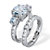 Round Cubic Zirconia 2 Piece Eternity Bridal Ring Set 5.63 TCW Platinum Plated Sterling Silver-15 at PalmBeach Jewelry