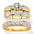 His and Her Cubic Zirconia Trio Wedding Set .75 TCW in 18k Gold Plated Sterling Silver-11 at PalmBeach Jewelry
