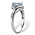 Oval Cut Genuine Aquamarine & Diamond Accent Bypass Ring 1 TCW Platinum Plated Sterling Silver-12 at PalmBeach Jewelry