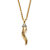 Round Diamond Italian Horn Charm Pendant 18K Gold Plated With Chain 20" Length-11 at PalmBeach Jewelry
