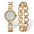 Round White Crystal Accent Chain Link 2 Piece Watch Set Goldtone 7.5" Length-11 at PalmBeach Jewelry