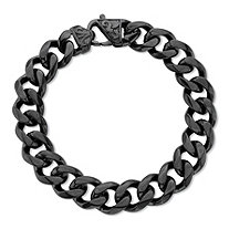 Men's Black Ion-Plated Stainless Steel Curb Link Bracelet 10 inch Length