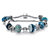 Round Blue Crystal "Sea Life" Turtle and Starfish Charm Bracelet Silvertone 8" Length-11 at PalmBeach Jewelry