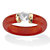 Round White Topaz and Genuine Red Cabochon Ring .56 TCW 10k Yellow Gold-11 at PalmBeach Jewelry