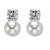 White Round Simulated Pearls Drop Earrings With Crystal Accents (10x6MM)  Silvertone-11 at PalmBeach Jewelry