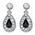 Silvertone Simulated Pear Cut Black Onyx and Round Crystals Drop Earrings-11 at PalmBeach Jewelry