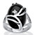 Oval-Shaped Onyx and Crystal Accent Cocktail Ring in Platinum Plated-11 at PalmBeach Jewelry