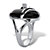 Oval-Shaped Onyx and Crystal Accent Cocktail Ring in Platinum Plated-12 at PalmBeach Jewelry