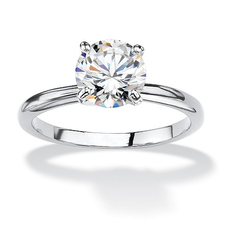 1.88 TCW Round Cubic Zirconia Solitaire Engagement Ring Silvertone at Direct Charge presents PalmBeach