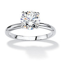 1.88 TCW Round Cubic Zirconia Solitaire Engagement Ring Silvertone