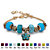Simulated Bali-Style Beaded Birthstone Charm and Spacer Bracelet Goldtone 8"-10"-103 at PalmBeach Jewelry