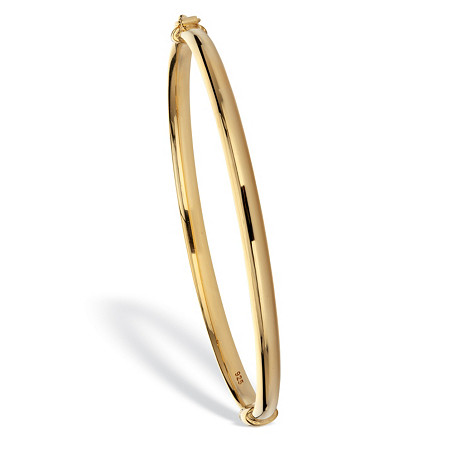 High Polished Hinged Bangle Bracelet 18K Gold Plated Silver 7.75" Inches at PalmBeach Jewelry