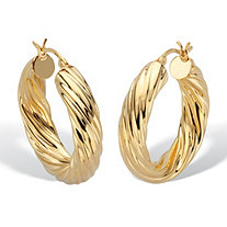 Twisted Hoop Earrings 18k Gold Plated Silver 1 1/4" Diameter
