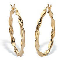 Twisted Hoop Earrings 18k Gold Plated Sterling Silver 1 1/4" Diameter