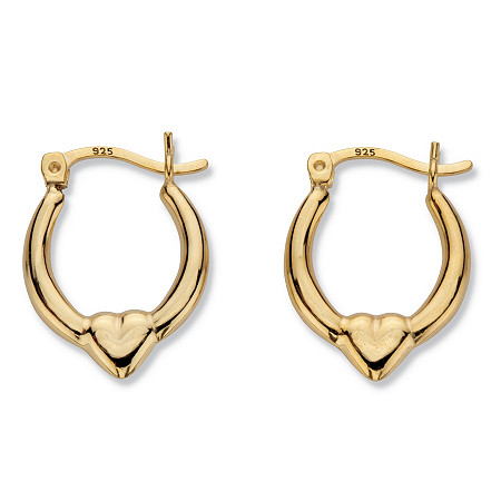 18k Gold Plated Sterling Silver Heart Hoop Earrings 3/4" Diameter at PalmBeach Jewelry