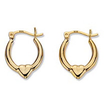 18k Gold Plated Sterling Silver Heart Hoop Earrings 3/4" Diameter