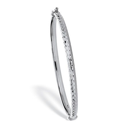 Diamond Cut Bangle Bracelet Sterling Silver 7 3/4" Length at PalmBeach Jewelry