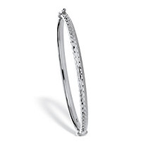 Diamond Cut Bangle Bracelet Sterling Silver 7 3/4" Length