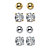 Round Cubic Zirconia and Ball 4-Pair Stud Earring Set 8 TCW Goldtone & Silvertone-11 at PalmBeach Jewelry
