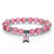 Pink Beaded & Crystal Glass Stretch Breast Cancer Bracelet Silvertone 7.5"-11 at PalmBeach Jewelry
