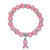 Pink Beaded & Crystal Glass Stretch Breast Cancer Bracelet Silvertone 7.5"-12 at PalmBeach Jewelry