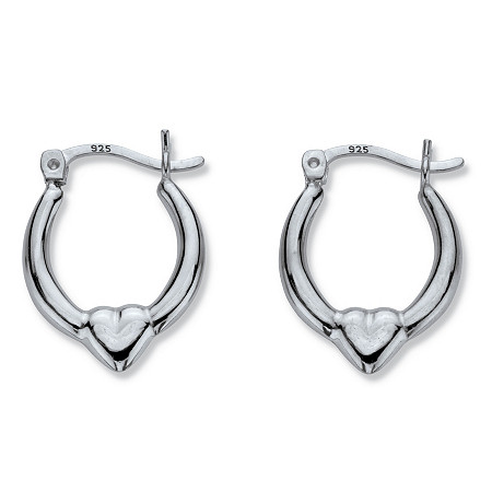 Heart Hoop Earrings .925 Sterling Sterling Silver 3/4" Diameter at PalmBeach Jewelry
