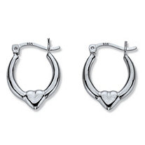 Heart Hoop Earrings .925 Sterling Sterling Silver 3/4" Diameter