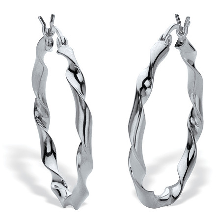 Twisted Hoop Earrings Sterling Silver 1 1/4" Diameter at PalmBeach Jewelry