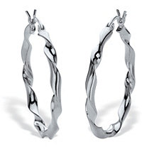 Twisted Hoop Earrings Sterling Silver 1 1/4