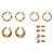 5-Pair CZ Stud & Hoop Set 4 TCW. Goldtone & Gold Ion Plated Stainless Steel-12 at PalmBeach Jewelry