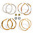 6-Pair CZ Stud & Hoop Set 4 TCW Gold Ion Plated Stainless Steel & Gold Plated-11 at PalmBeach Jewelry